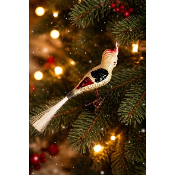 Germany Other - Vintage German Glass Cockatiel Clip Bird Ornament Spun Glass Tail Rare 6"